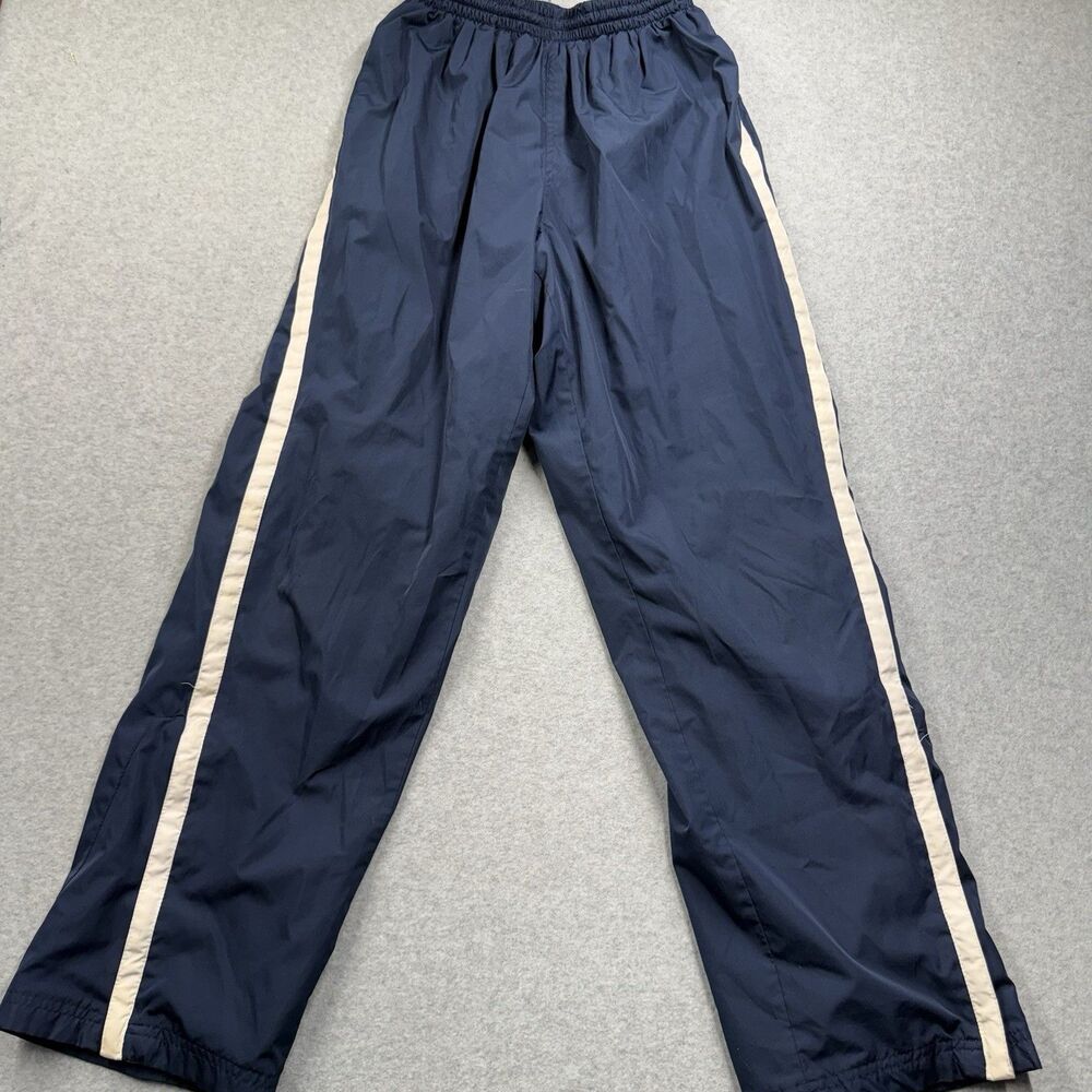 VTG Y2K Reebok Men's Navy Track Pants M 100% Polyester Elastic Waist Pockets